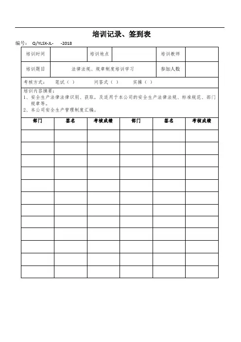培训记录、签到表