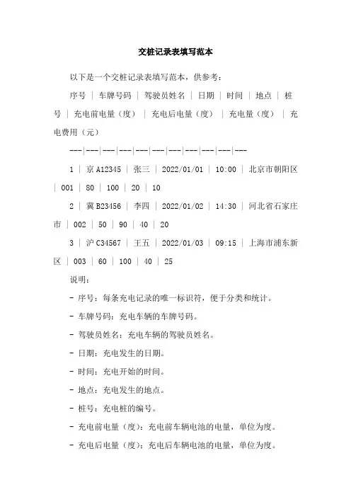 交桩记录表填写范本
