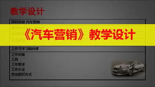 潍坊科技工程学校“汽车营销”教学设计