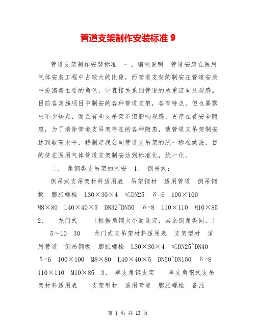 管道支架制作安装标准9