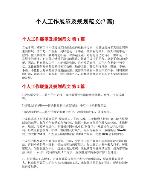 个人工作展望及规划范文(7篇)