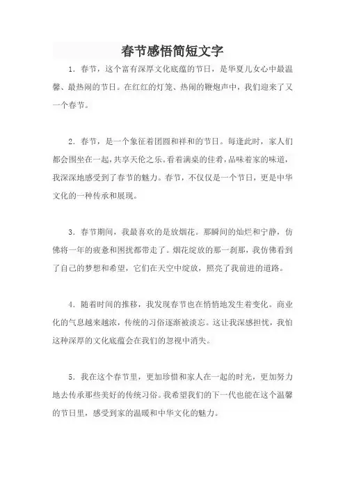 春节感悟简短文字