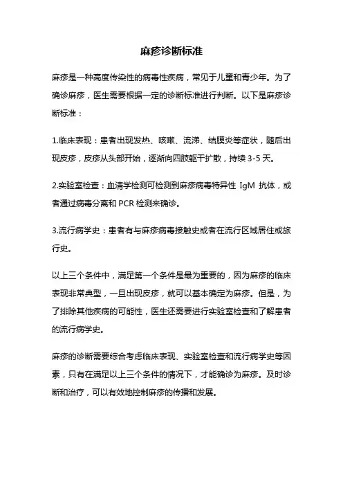 麻疹诊断标准