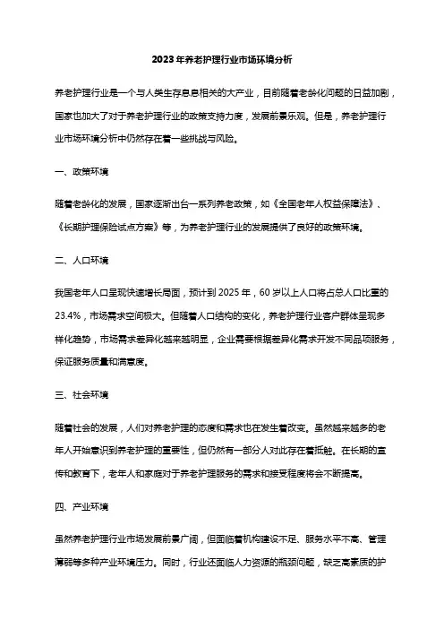 2023年养老护理行业市场环境分析