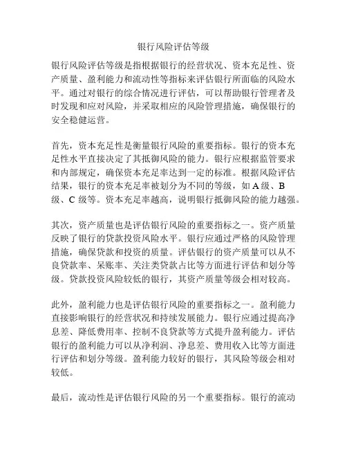 银行风险评估等级