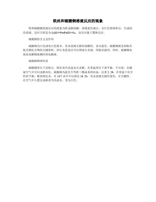 铁丝和硫酸铜溶液反应的现象
