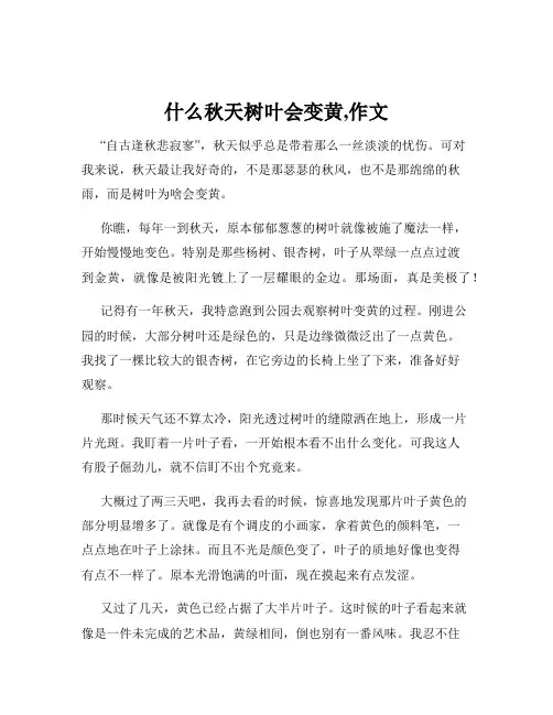 什么秋天树叶会变黄,作文