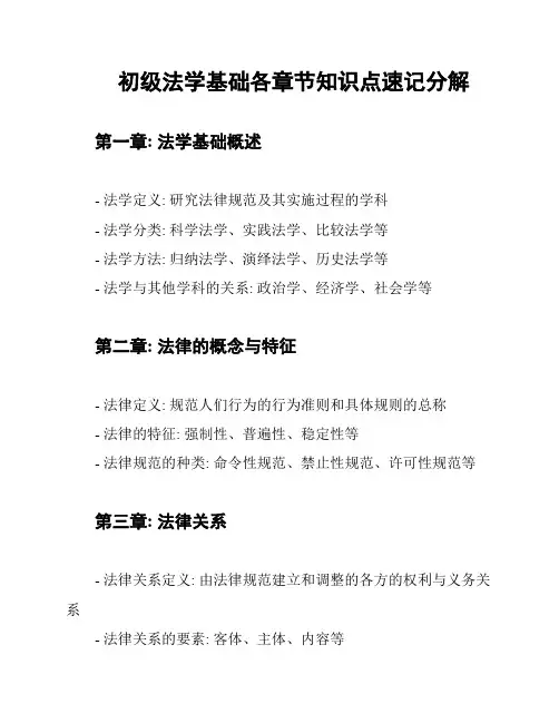 初级法学基础各章节知识点速记分解