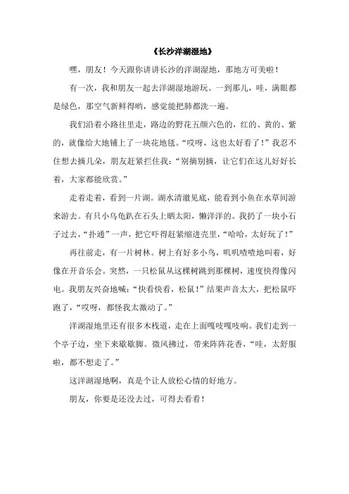 长沙洋湖湿地作文
