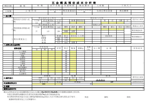 五金模具报价明细表