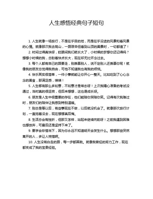 人生感悟经典句子短句