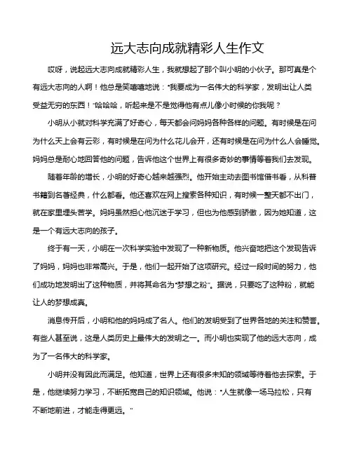 远大志向成就精彩人生作文