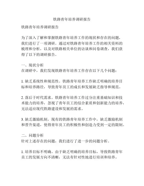 铁路青年培养调研报告