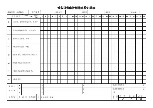 立式钻床日常维护保养点检记录表