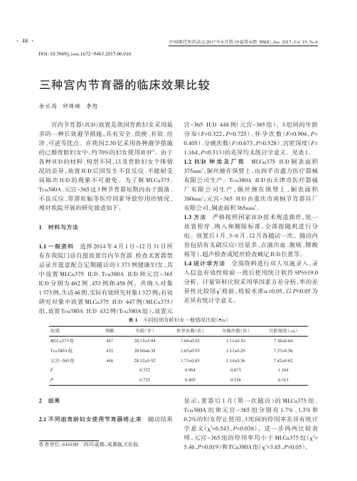 三种宫内节育器的临床效果比较