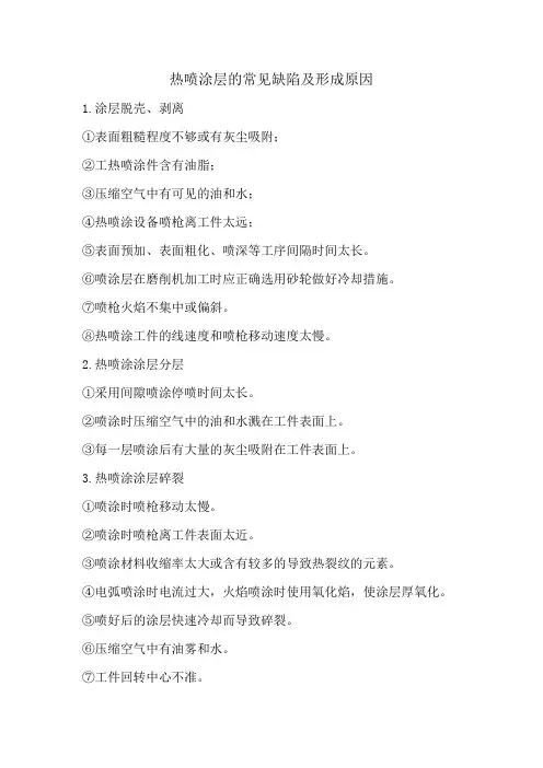 热喷涂层的常见缺陷及形成原因