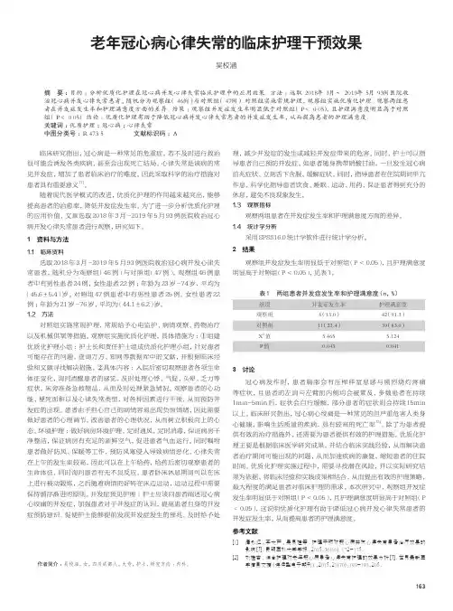 老年冠心病心律失常的临床护理干预效果