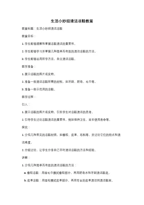 生活小妙招清洁凉鞋教案