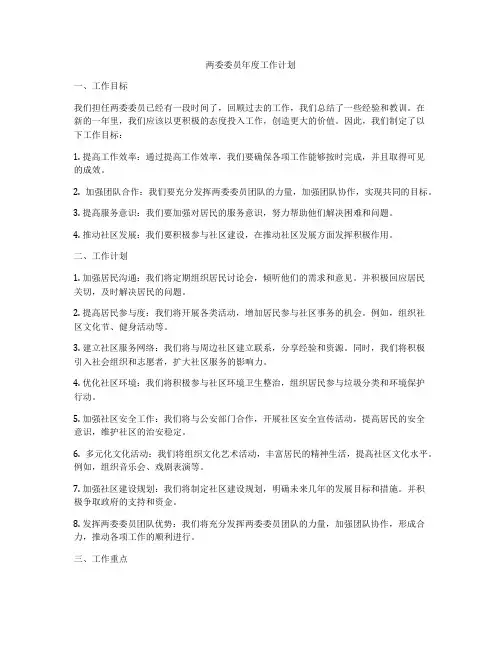 两委委员年度工作计划