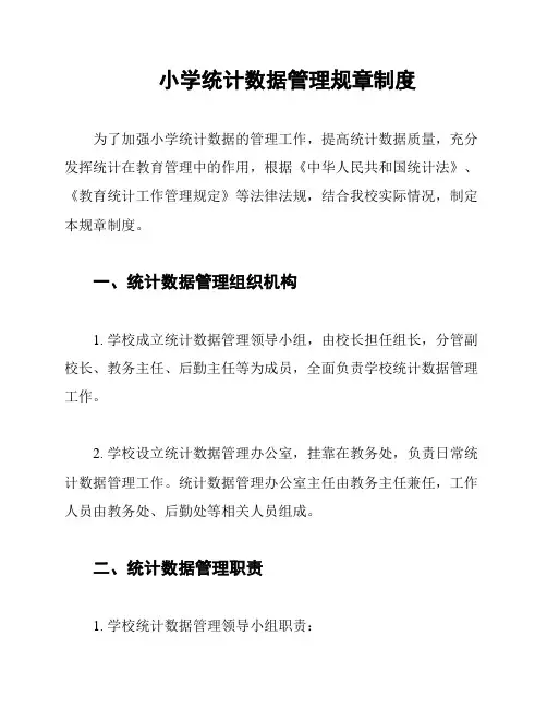 小学统计数据管理规章制度