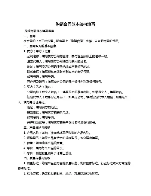 购销合同范本如何填写