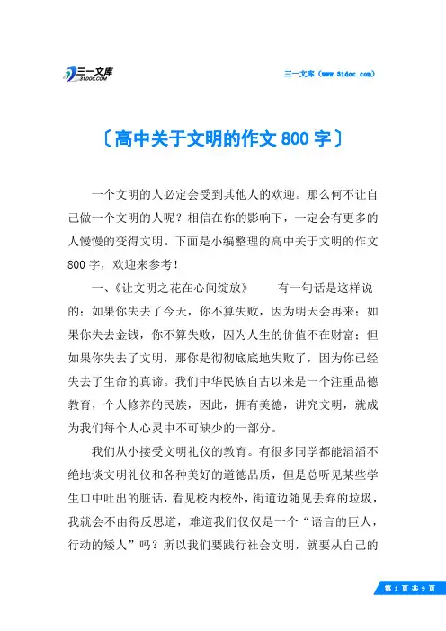 高中关于文明的作文800字