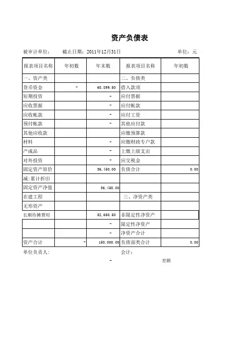 事业单位会计报表