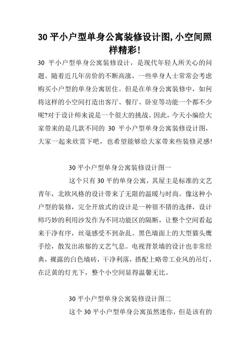 30平小户型单身公寓装修设计图,小空间照样精彩!