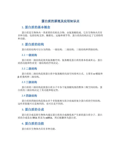 蛋白质的原理及应用知识点