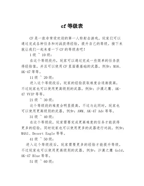 cf等级表
