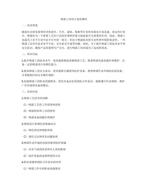 喷漆工培训计划有哪些