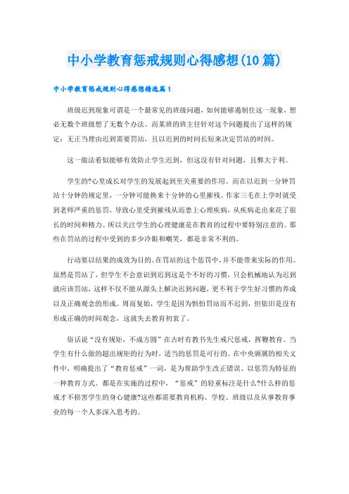 中小学教育惩戒规则心得感想(10篇)