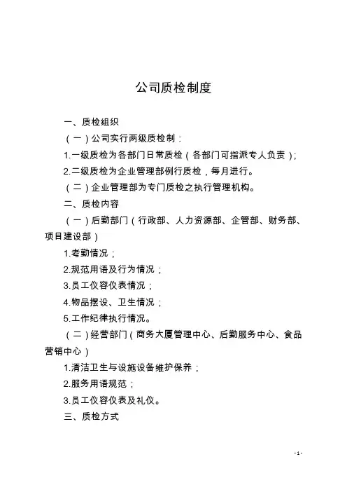 公司质检制度范本(附表格)