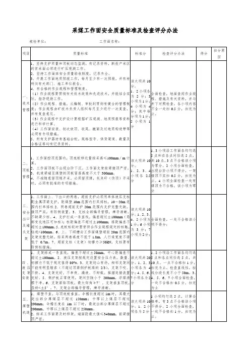 嘉龙煤矿综采工作面安装验收标准(改动)