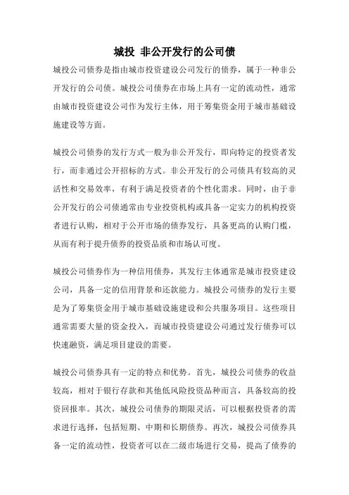 城投 非公开发行的公司债