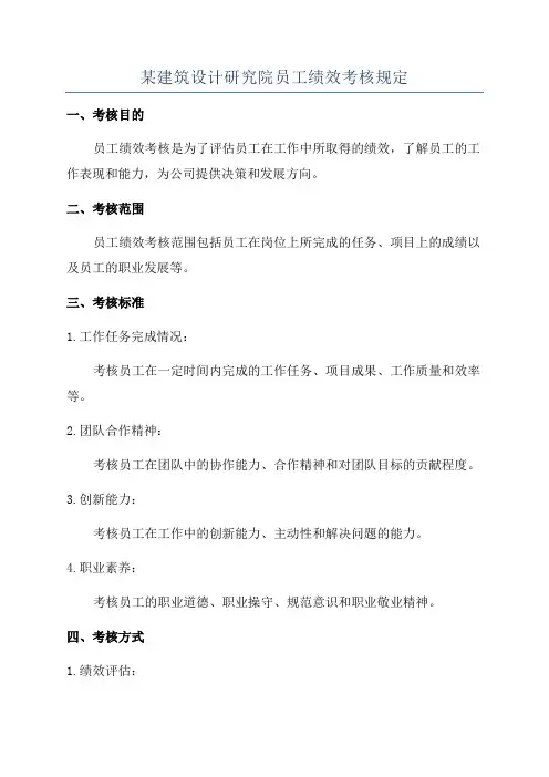 某建筑设计研究院员工绩效考核规定