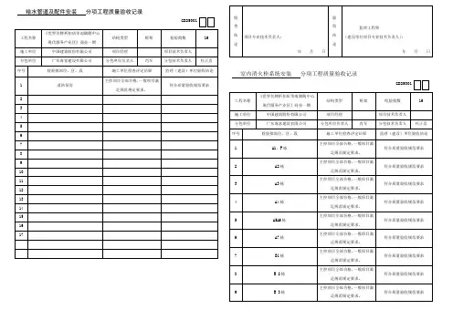 给水管道及配安装分项工程质量验收记录