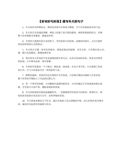 【好词好句好段】描写冬天的句子