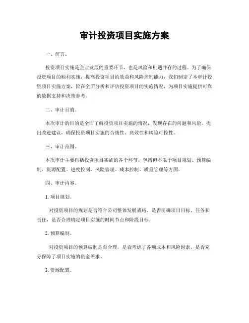 审计投资项目实施方案