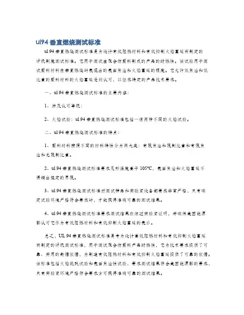 ul94垂直燃烧测试标准