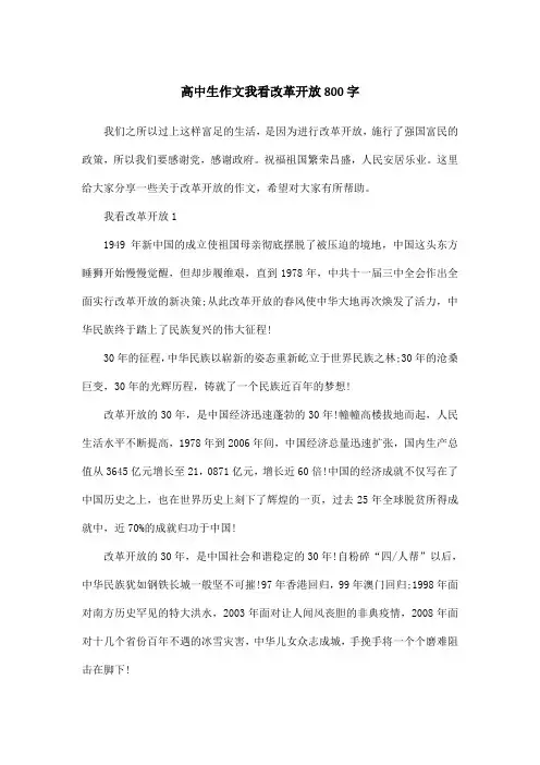 高中生作文我看改革开放800字