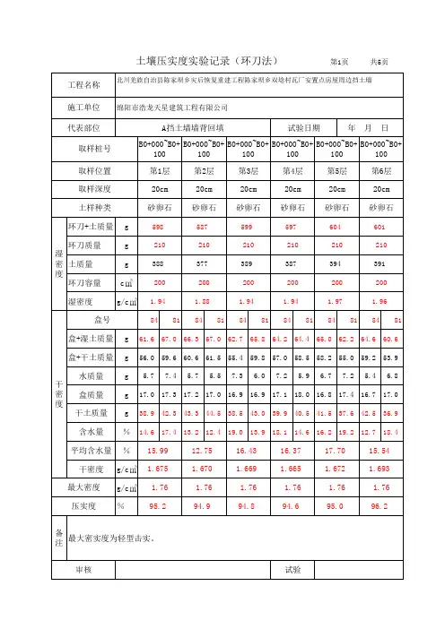 【工程资料】土工试验环刀法表格15