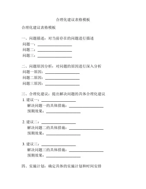 合理化建议表格模板
