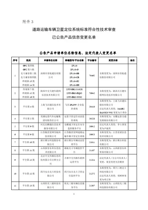 交通运输部关于公布第4批符合道路运输车辆卫星定位系统北斗兼容车载