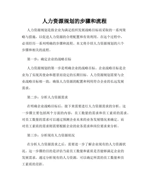 人力资源规划的步骤和流程