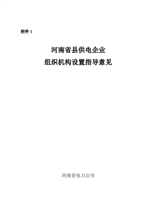 河南省县供电企业组织机构设置指导意见