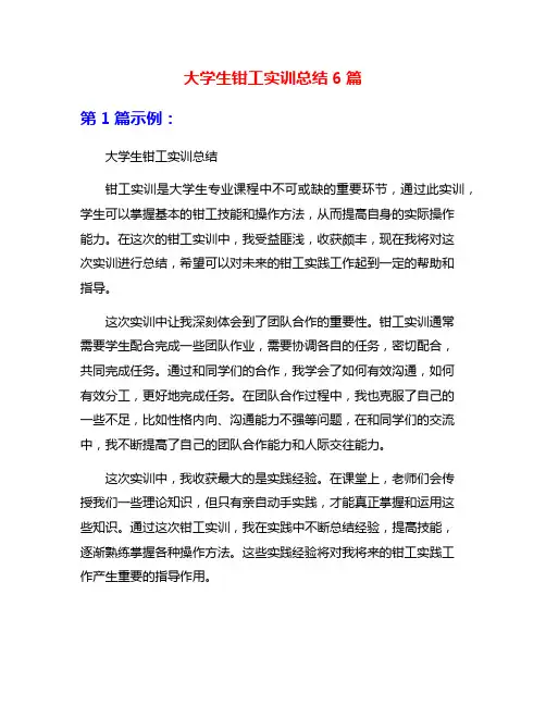 大学生钳工实训总结6篇
