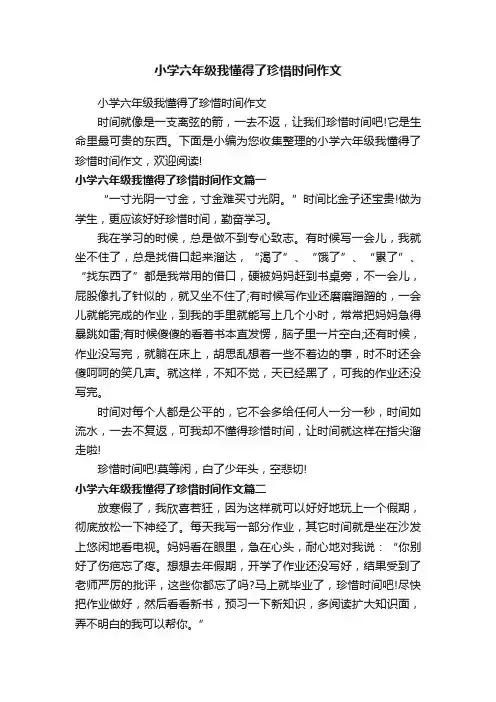 小学六年级我懂得了珍惜时间作文