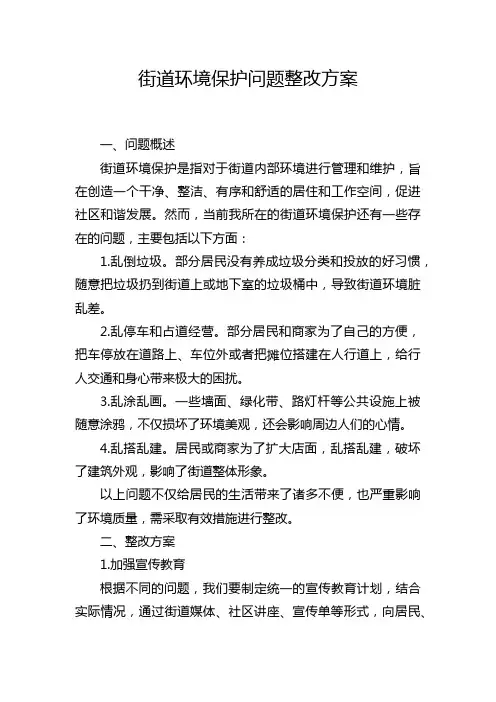 街道环境保护问题整改方案