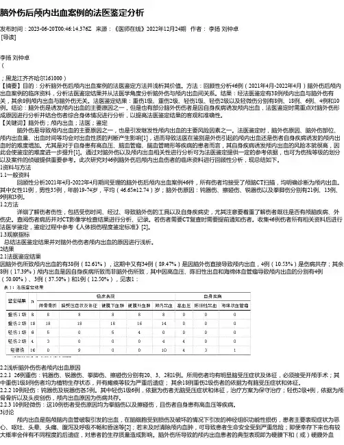 脑外伤后颅内出血案例的法医鉴定分析